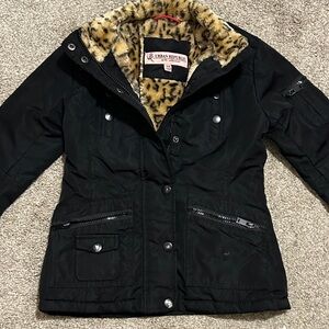 Urban Republic Kids Black Jacket with Animal Print Lining